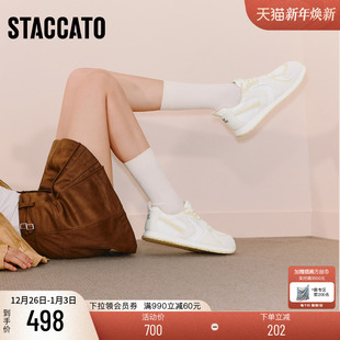 厚底透气女鞋 大头鞋 子T6525CM5 百搭复古运动休闲鞋 思加图2025新款