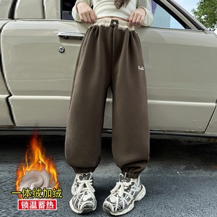 女童裤子秋冬2025新款儿童冬装休闲裤运动裤女大童洋气卫裤加绒潮