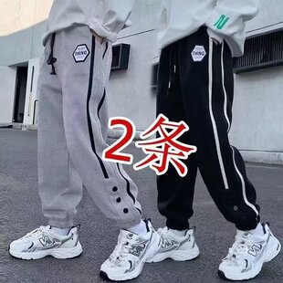 2026新款男童运动裤春秋新款宽松百搭拼接设计感休闲长裤中大童9