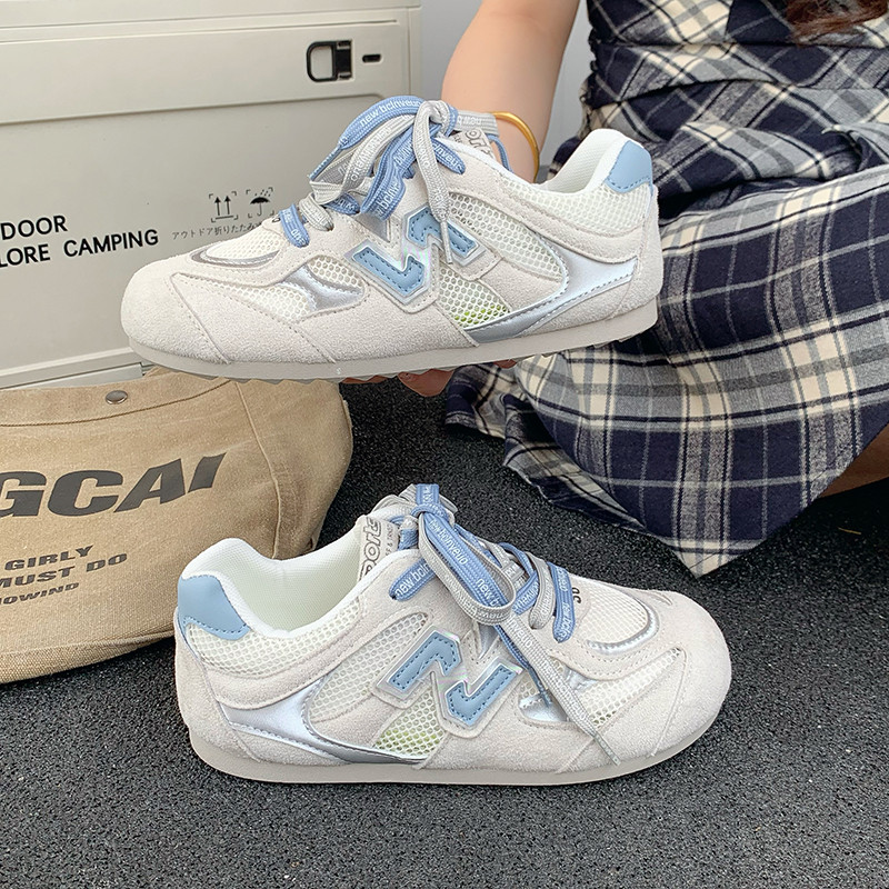 透气休闲厚底磨砂皮四杠德训鞋女鞋2026春季新款双鞋带运动板鞋女