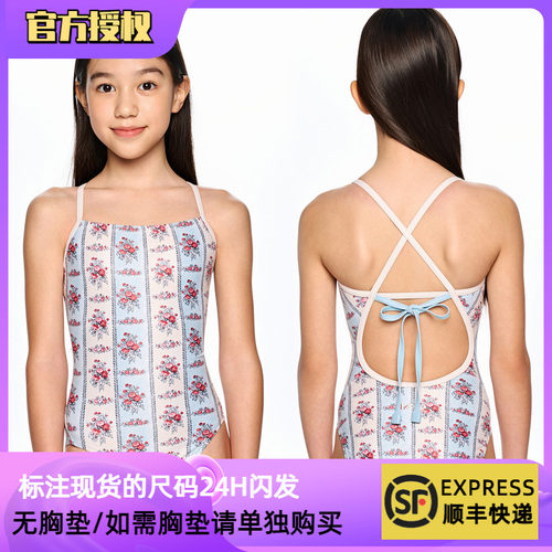 2024韩国HOOG儿童泳衣女连体竞速泳衣三角女童大中小童竞技泳衣