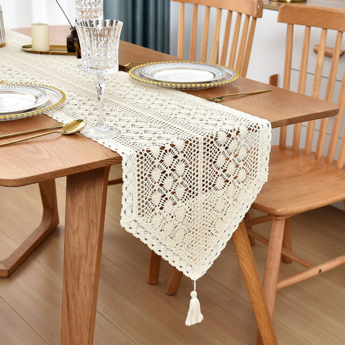 田园棉线镂空桌旗美式复古餐桌桌布茶几鞋柜电视柜五斗柜盖布装饰