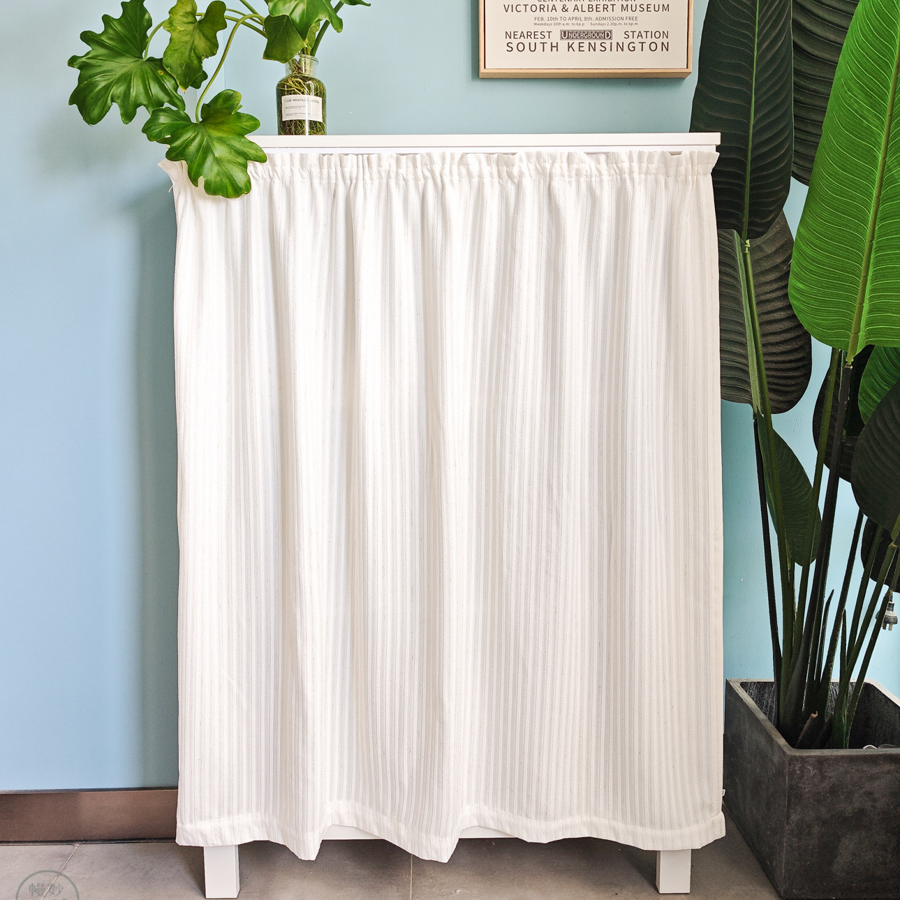 麻纱遮挡防尘柜帘衣柜帘送粘贴轨道简约遮丑帘隔断门帘洗衣机帘