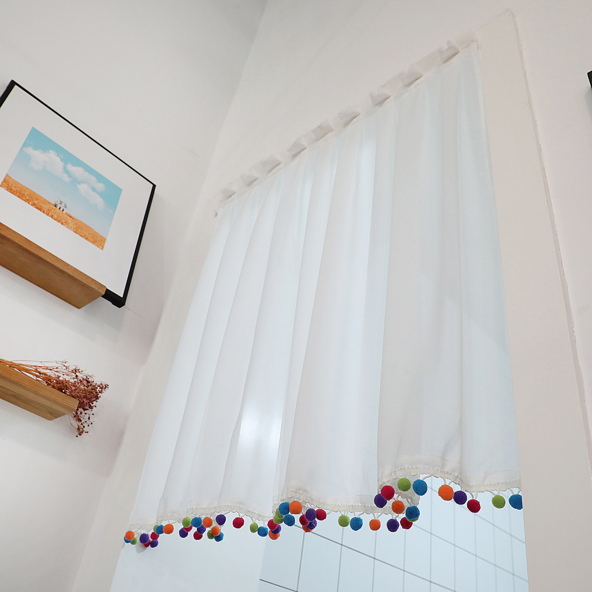 门帘纯色透光不透人窗纱高档咖啡半帘日式百搭定制隔断遮挡帘居家