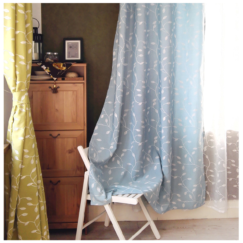 高档绣花清新窗帘美式乡村田园店铺装饰绣花客厅飘窗阳台窗帘窗纱