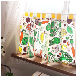 包邮 厨房门帘短帘隔断风水帘柜帘餐厅布帘咖啡馆棉麻布艺装 饰定制