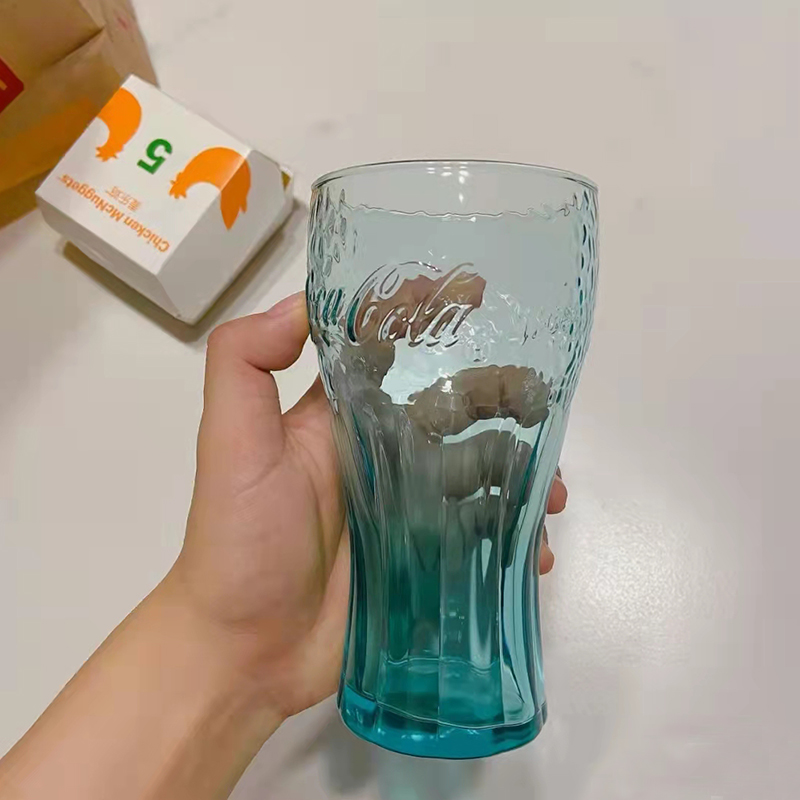 2021麦当劳可口可乐玻璃杯圆形冷饮果汁啤酒杯子夏季新款情侣水杯