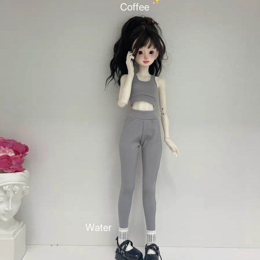 bjd四分娃衣套装背心+瑜伽裤/白色衬衣+蓝色牛仔裤男女娃通穿普4图片