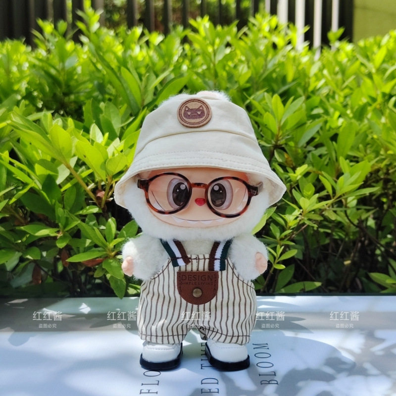 拉布布娃衣labubu娃衣服坐坐派对一代三代竖条纹背带裤套装替换装
