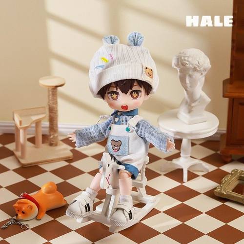 OB11蓝色小熊背带裤毛衣套装12分素体可穿BJD娃娃配饰GSC现货可批