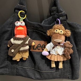 秋冬针织毛衣百褶裙丑鱼棕色衣服挎包套装比奇堡娃衣情侣款15cm