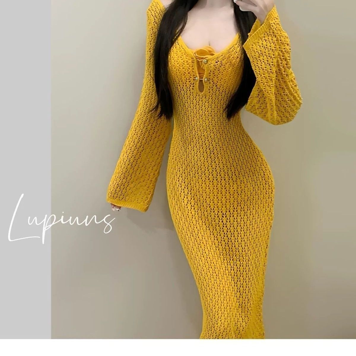 欧美夏季新款沙滩裙女纯色性感辣妹针织镂空沙滩比基尼泳衣罩衫服