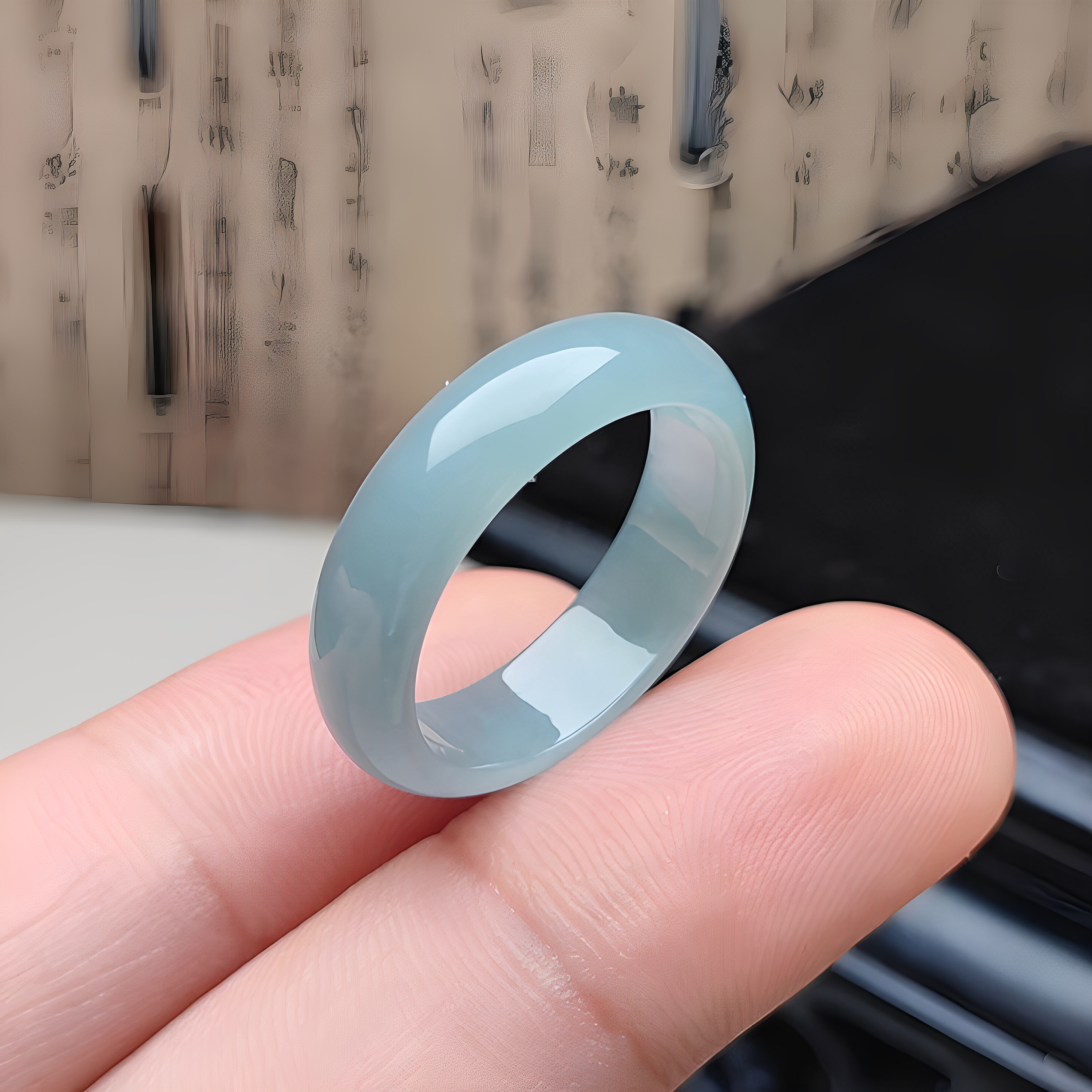 天然翡翠戒指素面指环送证书
