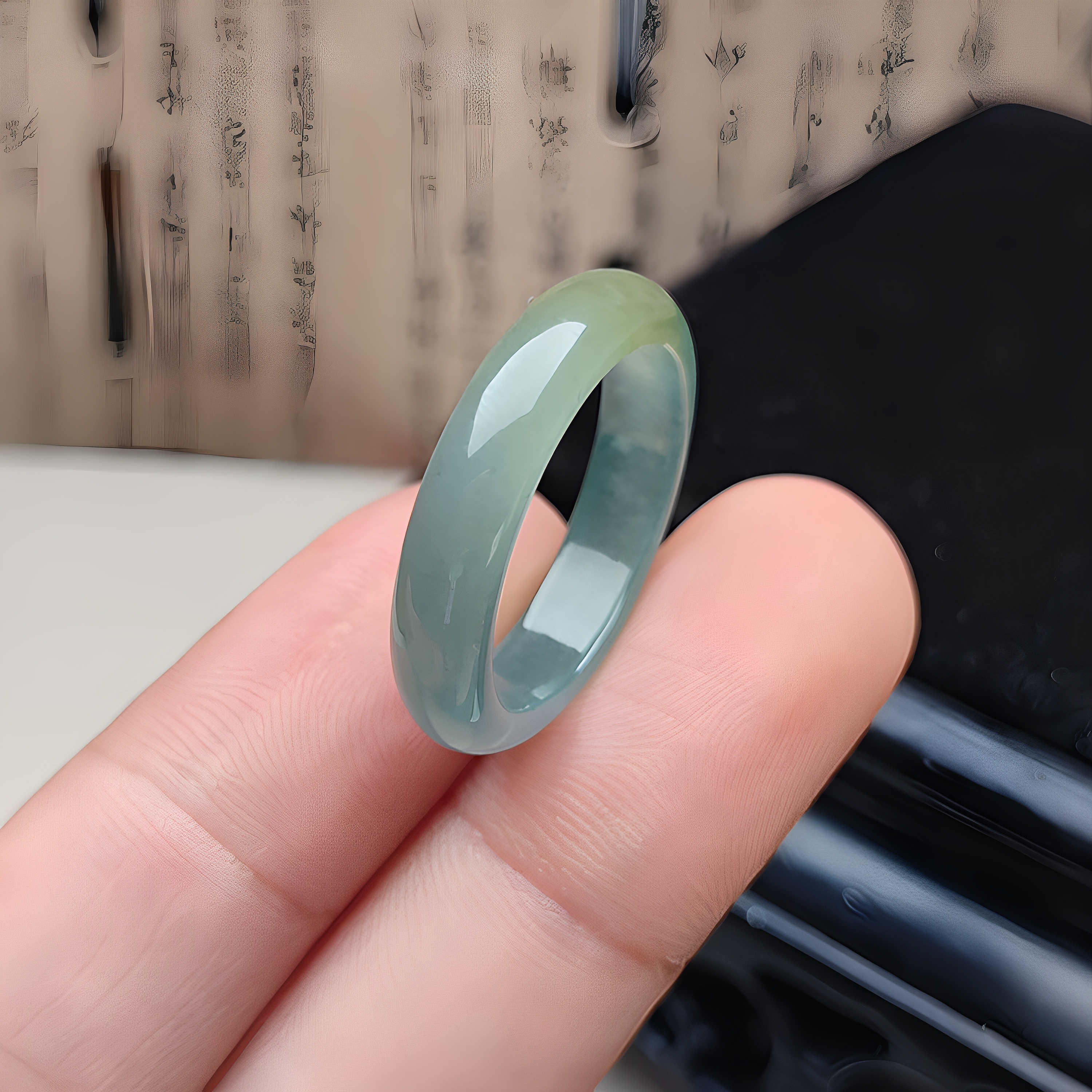 翠缘斋玉器23-24号蓝水翡翠戒指