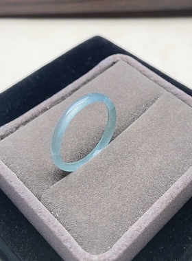 23圈号天然翡翠A货冰种蓝水20.3mm戒指男女款玉石指环