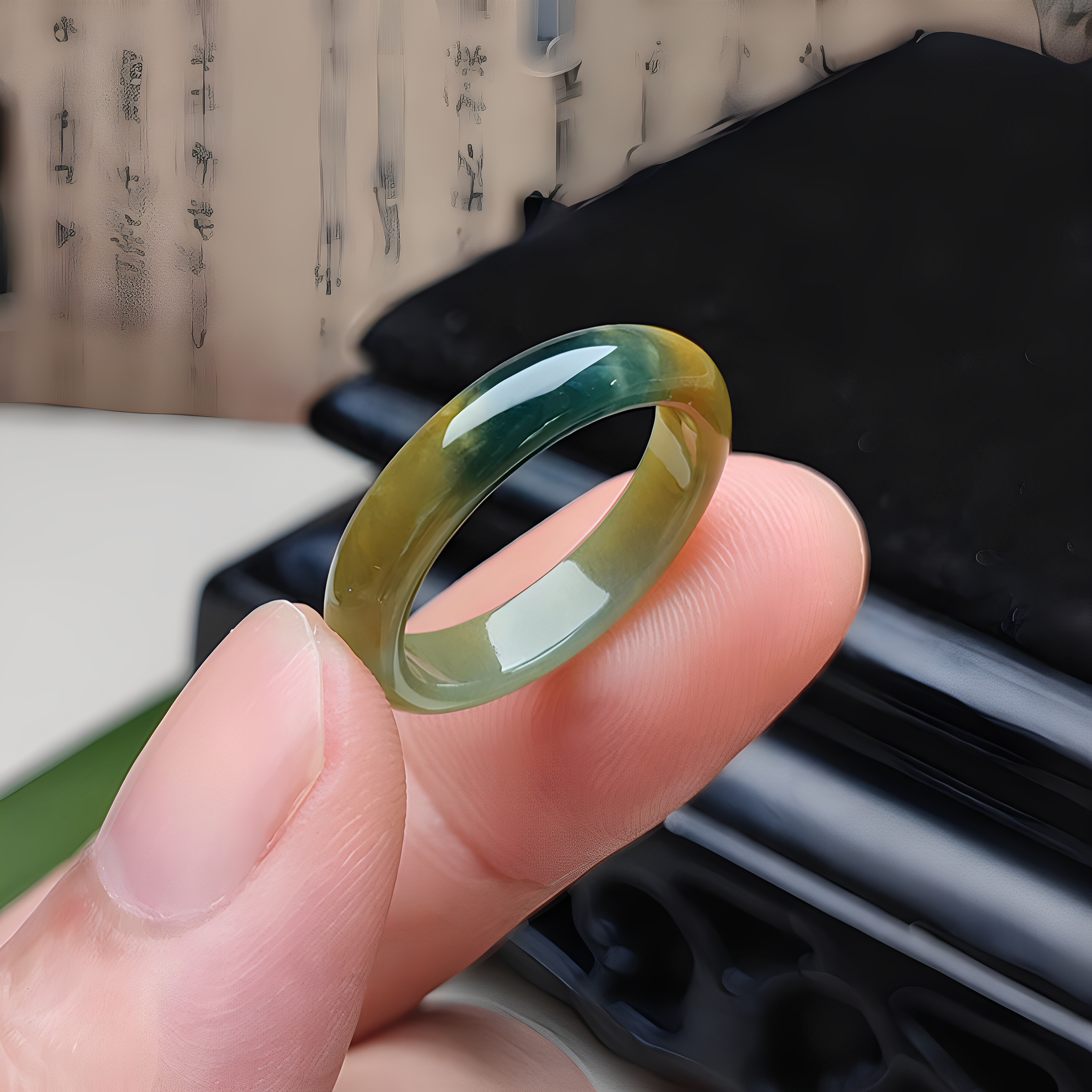 17号三彩翡翠戒指危地马拉A货