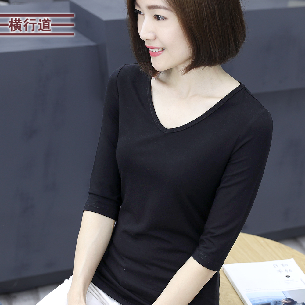 黑色上衣体恤中袖打底