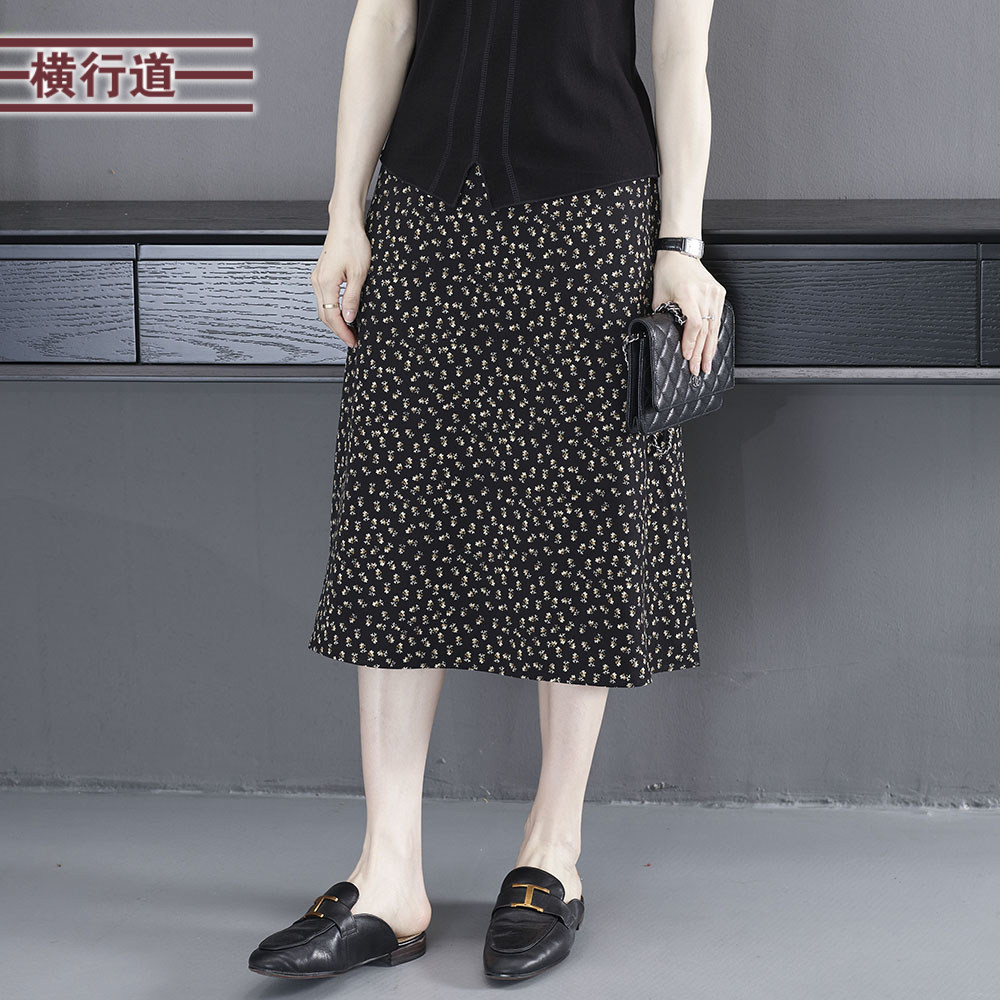 2025夏季新款韩版淑女碎花中长款雪纺松紧大码显瘦外穿