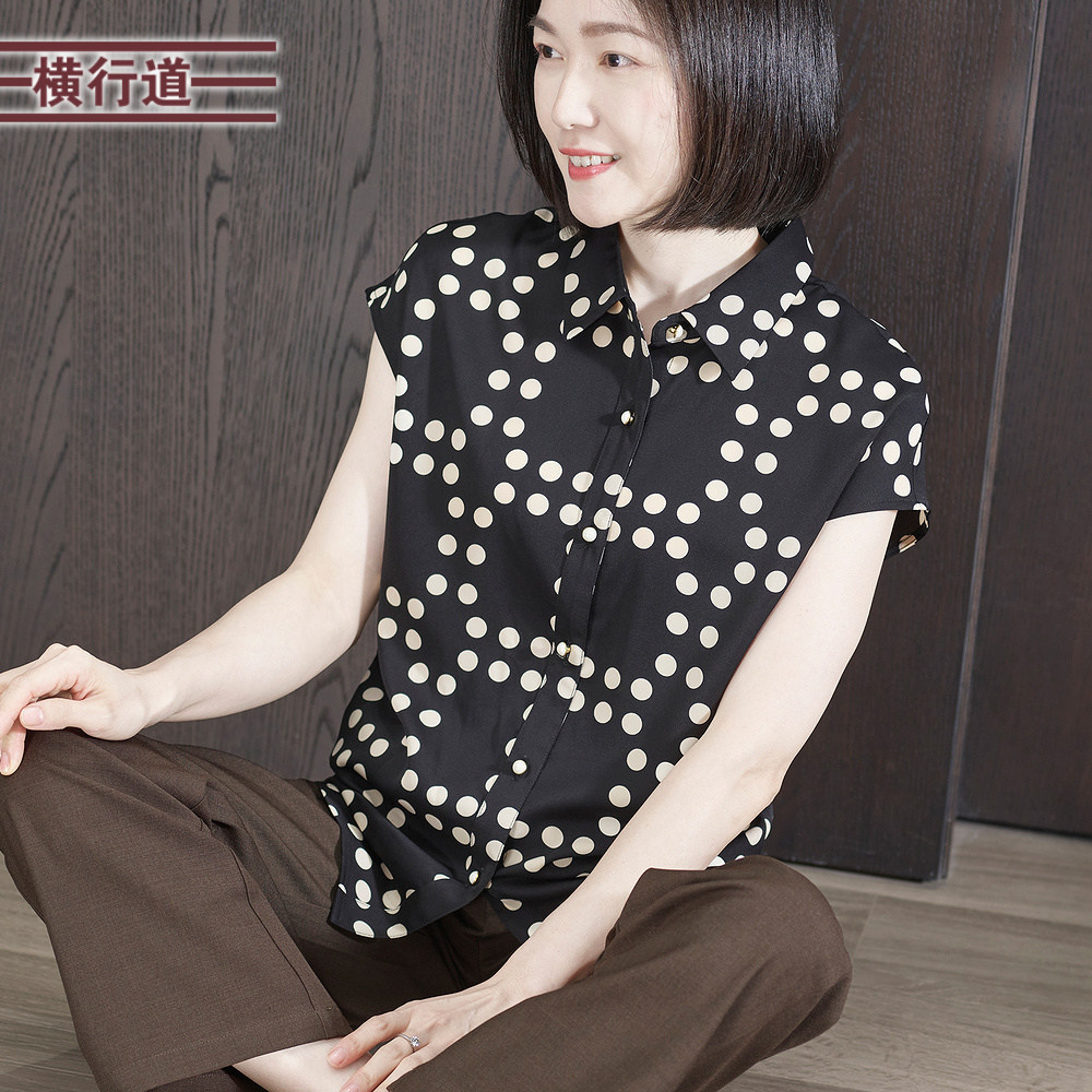 波点连肩袖开衫休闲宽松大码衬衫服2025新款夏装衬衣