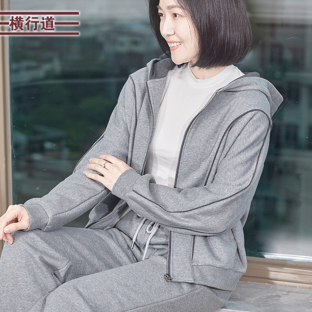 横行道加绒拉链宽松连帽卫衣外套