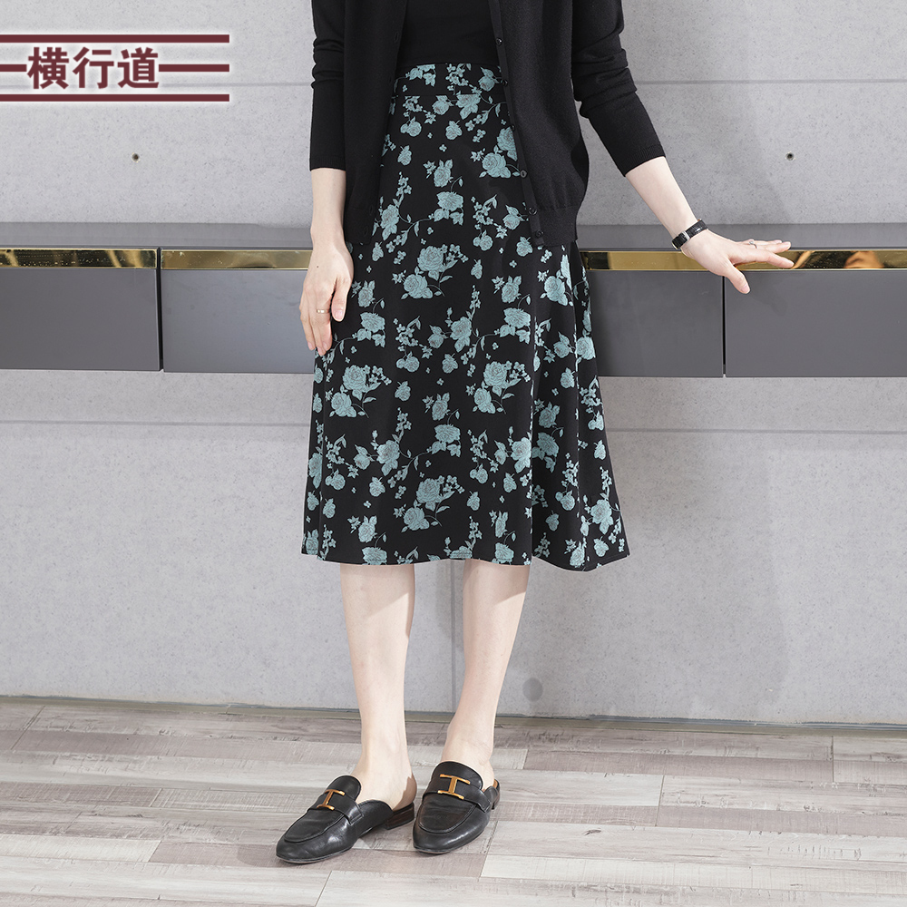 2025春季新款淑女碎花中长款雪纺松紧半身裙韩版简约外穿大码女装