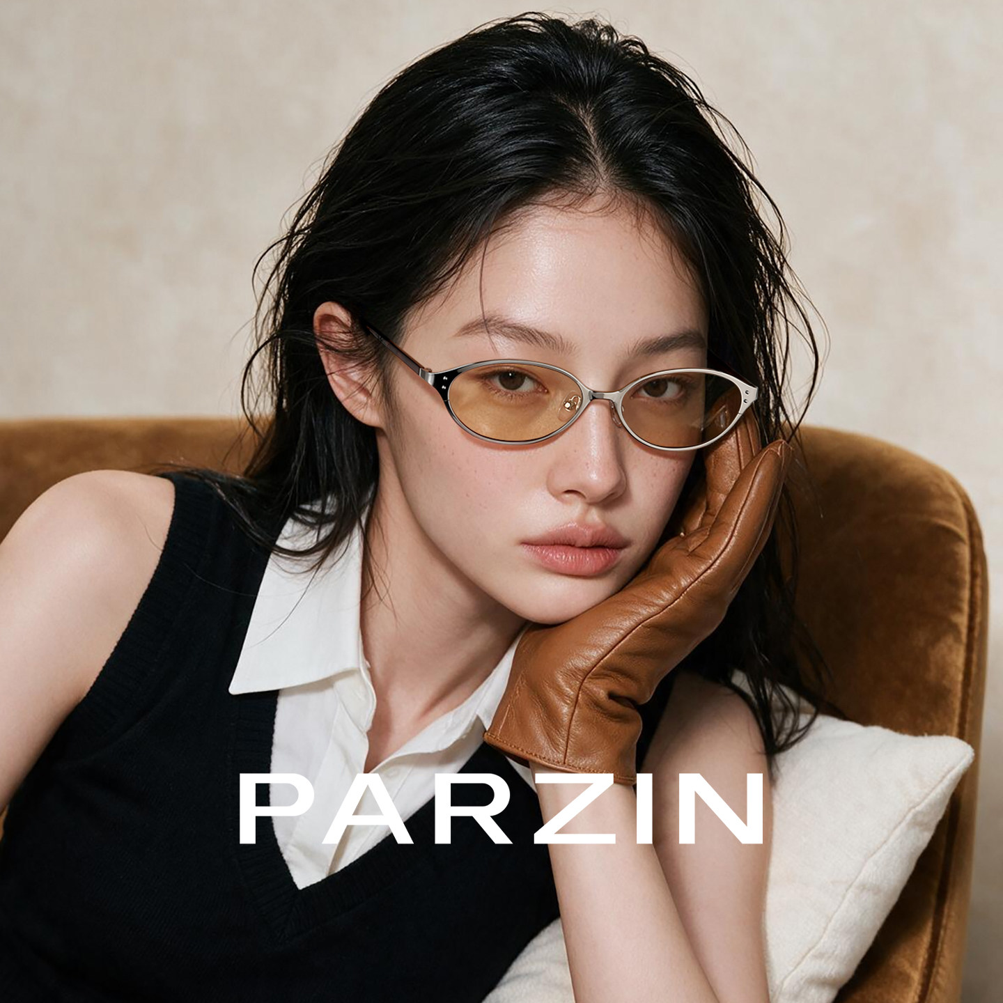 帕森复古窄框椭圆太阳镜2027年新品潮流金属板材男女款墨镜PZ8630