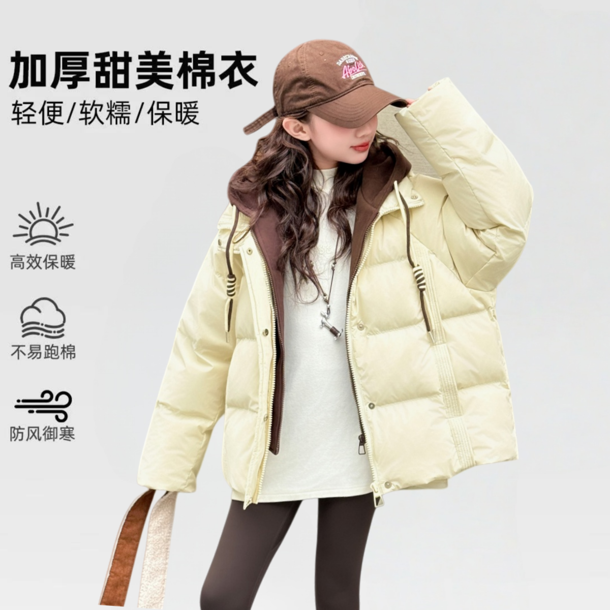 女童冬装加厚假两件棉服