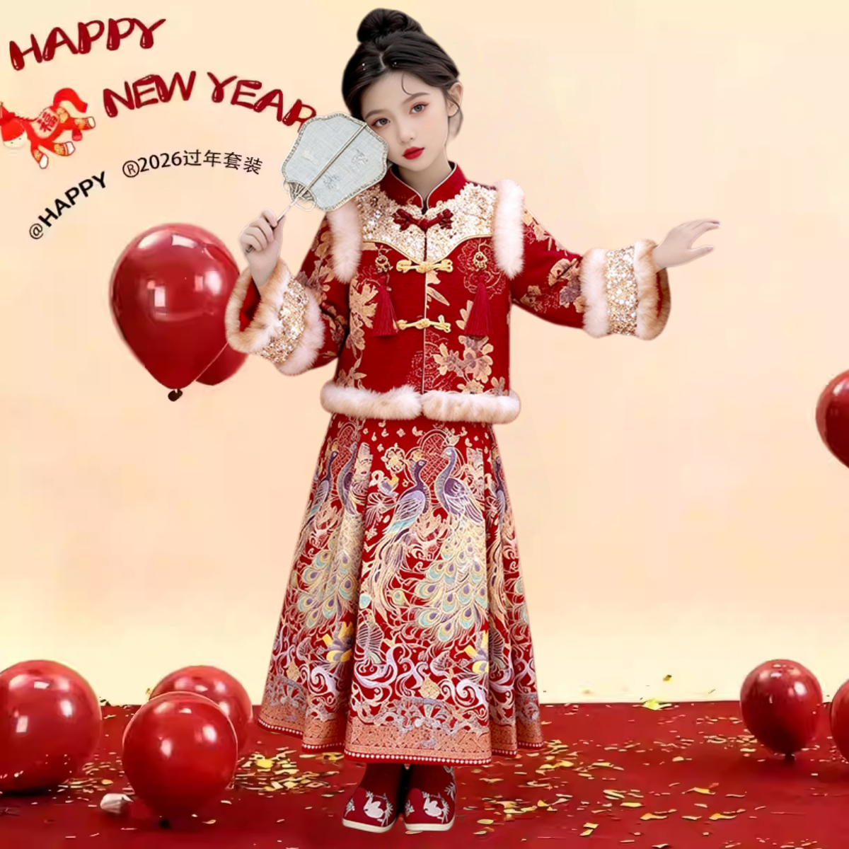 女童冬装新中式马面裙两件套