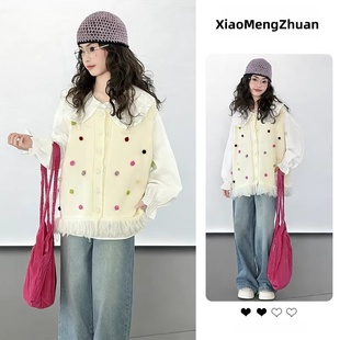 青少年女装学生初中生搭配套装2026新款大童女孩韩系穿搭针织马甲