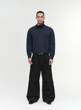 NFAI 宽肩高领毛衣 领型可调/比例修饰/粗纺纹理