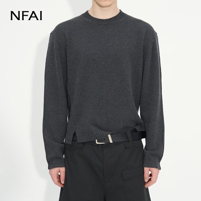 NFAI开衩毛衣廓形/时装/羊毛
