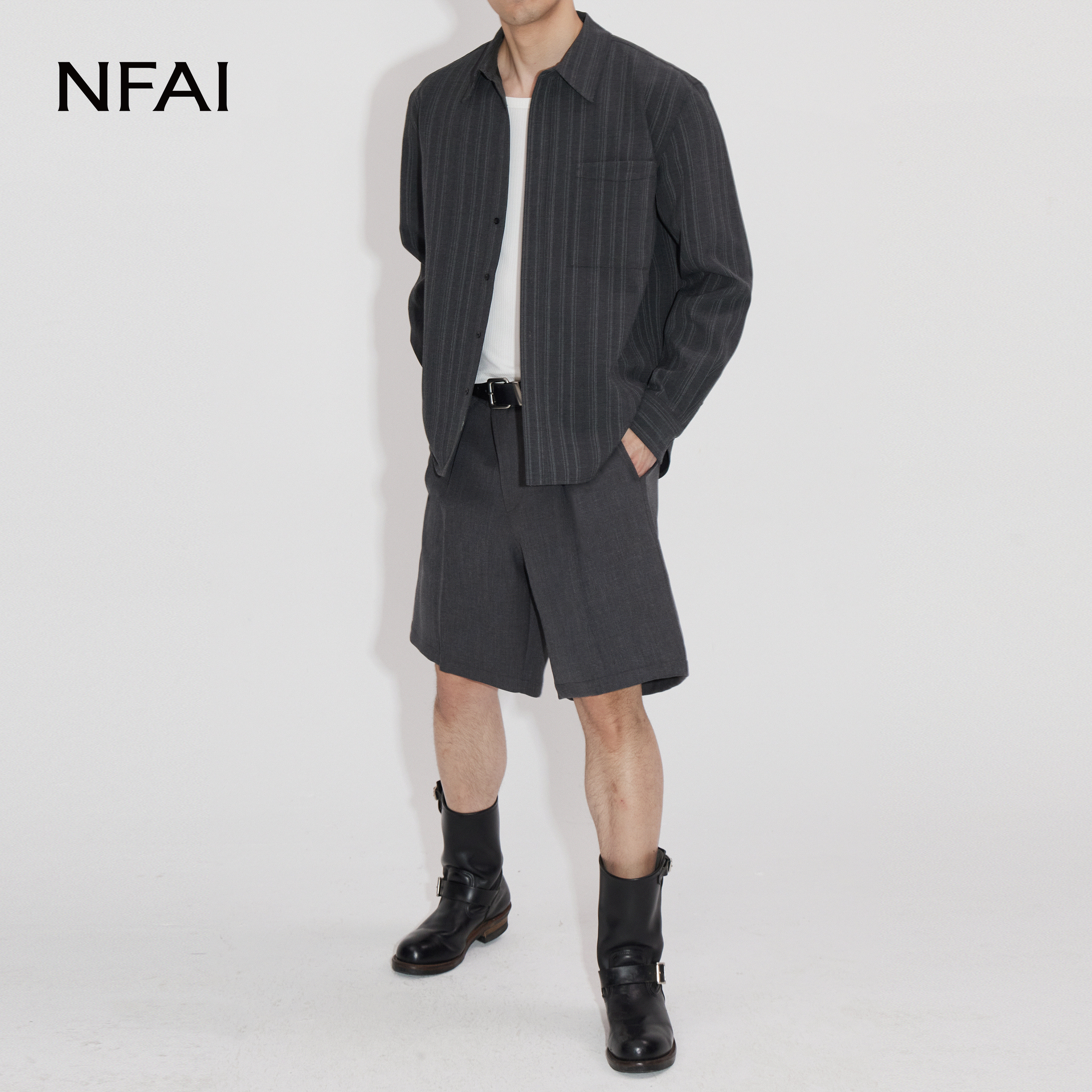 NFAI胸袋衬衫抗皱易理图片