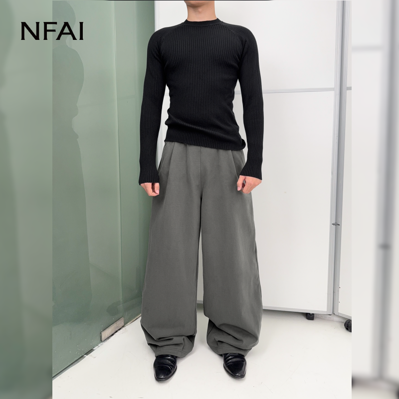 时装廓形绒感束脚卫裤