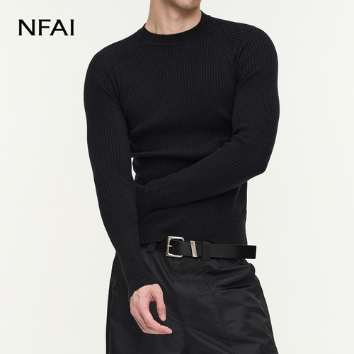 NFAI坑条长袖修身/舒适/亲肤