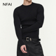 蓝 银 坑条针织长袖 NFAI 紫 灰 剪裁 修身 黑 舒适穿着 亲肤不扎