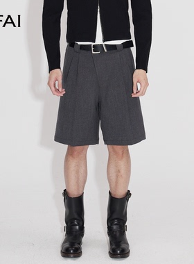 NFAI 25SS 斜门襟百慕大短裤 羊毛触感/挺阔抗皱/修饰比例