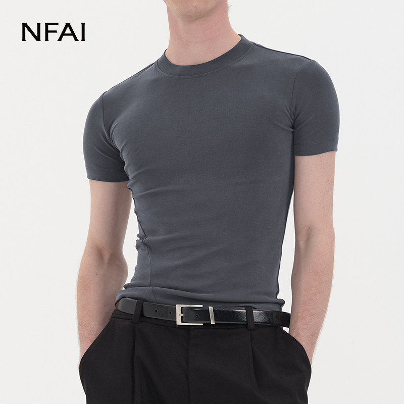 NFAI 砂洗紧身短袖 丝绒触感/舒适弹力/修饰身形图片
