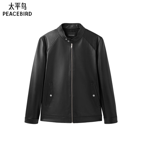 【真皮皮衣】太平鸟男装皮夹克