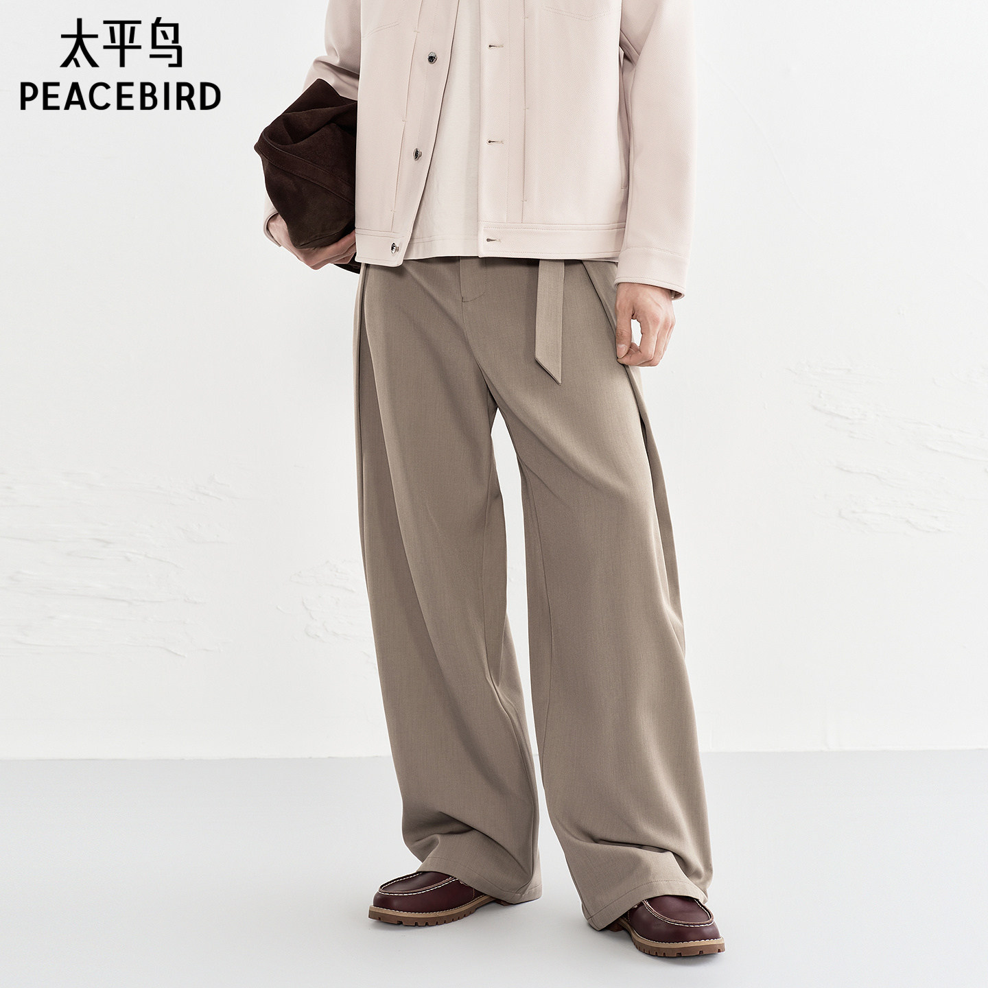 【仅限换货使用】太平鸟男装立体交叉褶/肌理休闲裤