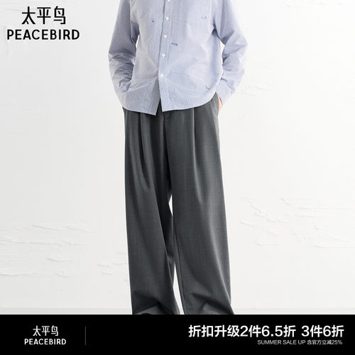 TR垂感直筒撞色纹理西裤