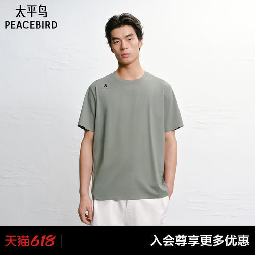 【商场同款】太平鸟男装T恤26夏新款纯色A标休闲短袖 B1CNG2316#