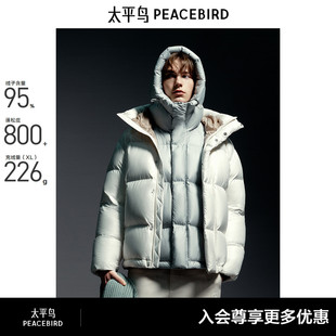 太平鸟男装 冬季潮流连帽羽绒服95白鸭绒保暖面包服轻蓬羽绒外套