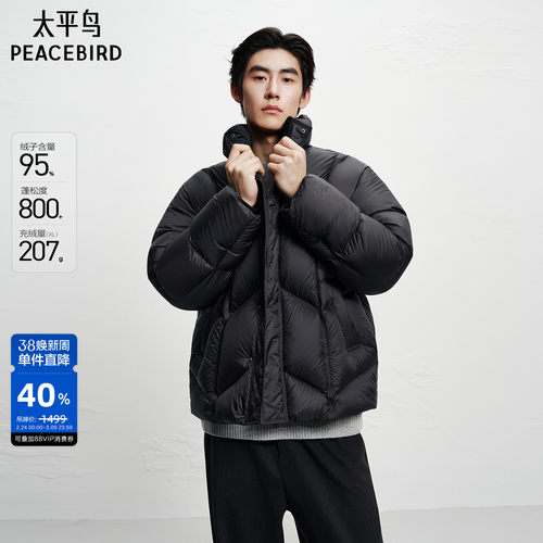 【95%进口鸭绒】太平鸟男装 排骨羽绒服25冬季新款20D面包服外套