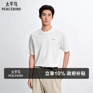 T恤2026夏新款 纯色肌理感重磅短袖 太平鸟男装 老钱风半袖 提花