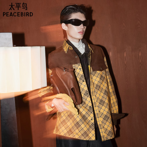【11 by WE11DONE联名系列】太平鸟男装衬衫撞色巴恩风 B2CHG4263
