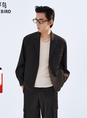 【商场同款】太平鸟男装西服26春季新款宽松明线外套 B1BBG1237