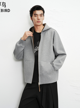 【商场同款】太平鸟男装 休闲卫衣重磅撞色连帽男士卫衣B1CRF4282