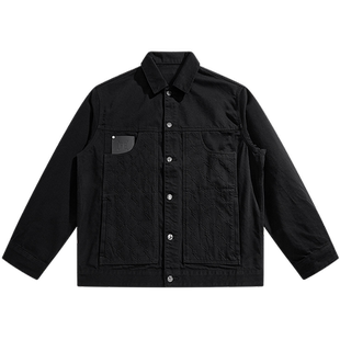 太平鸟男装冬季百搭牛仔夹克男外套潮复古质感皮标提花丹宁外套