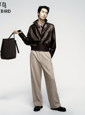 【商场同款】太平鸟男装休闲裤25冬季新款直筒绵羊毛 B1GBF4C10