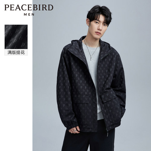 太平鸟男装春季新款满版老花茄克